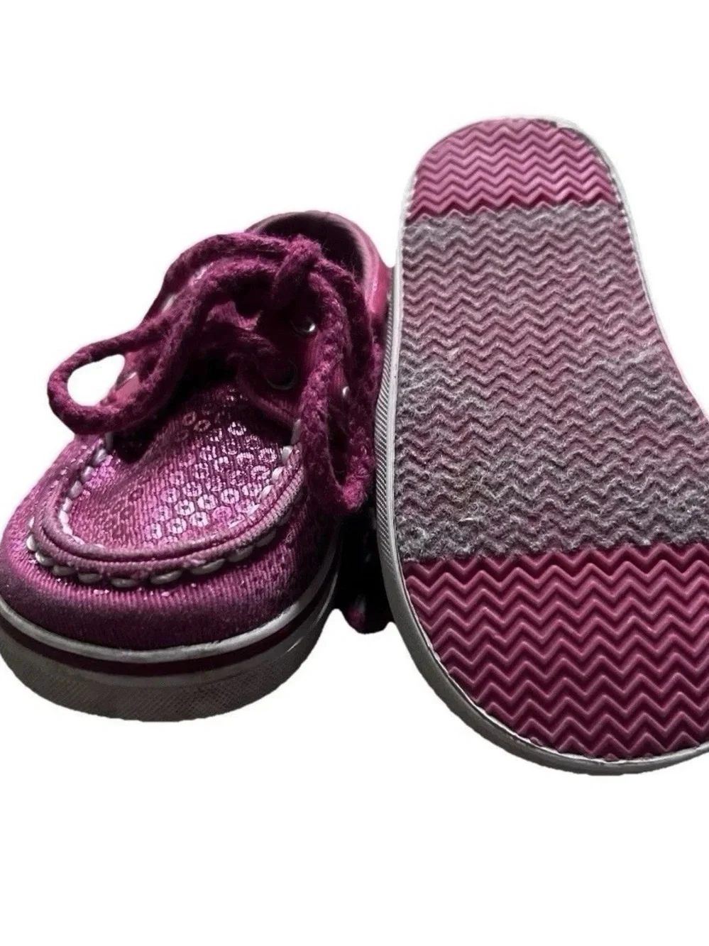 Baby Girl Sperry Hot Pink Sequin Boat Shoes Size 2